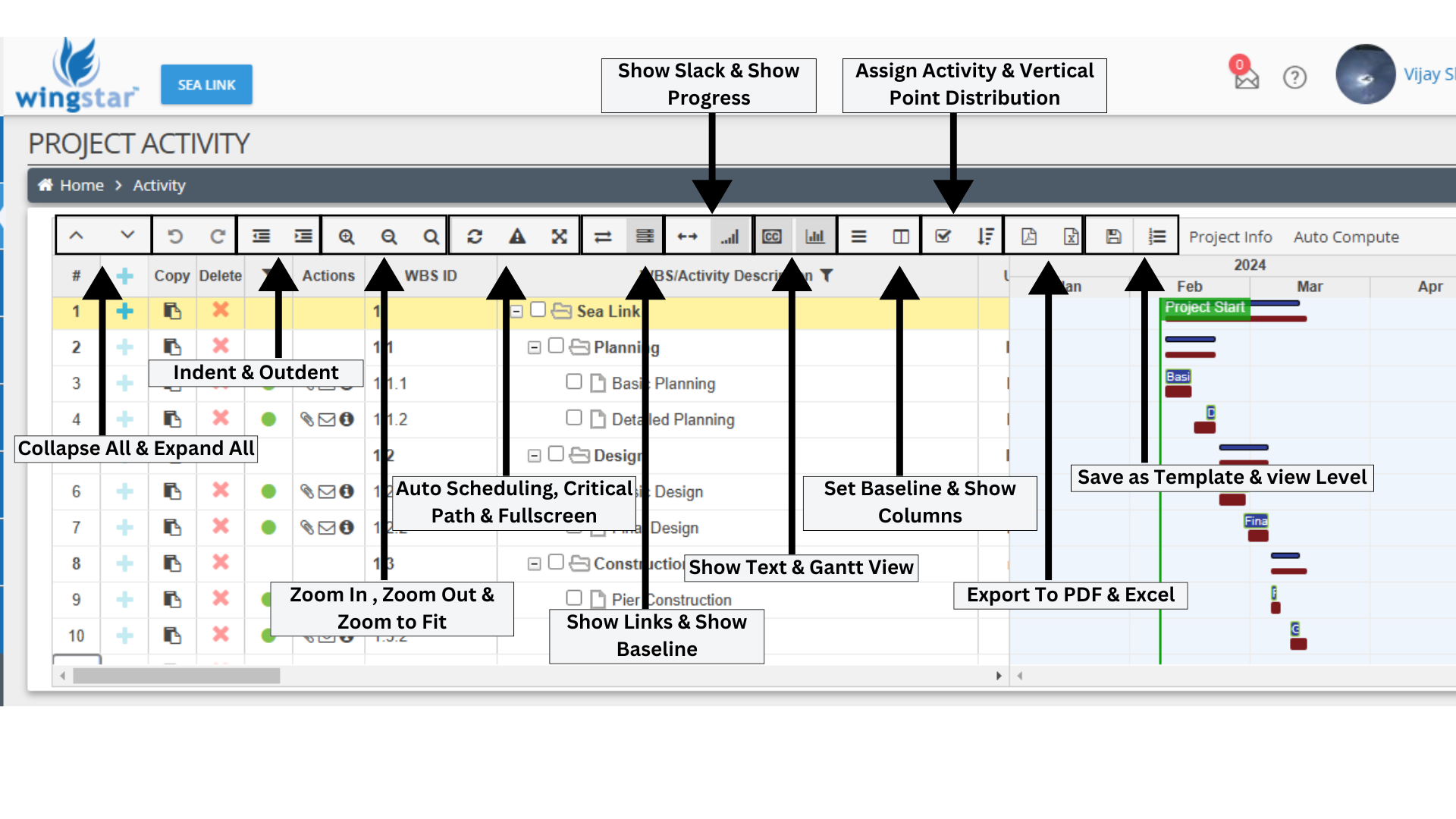 Gantt View Options
                    
